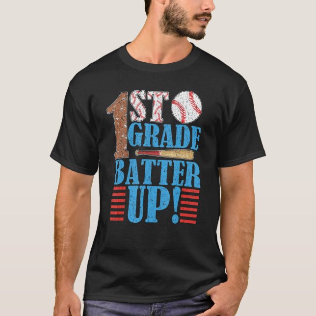 Första Klass-batchen Baseball Back to school - för T Shirt (Framsida)