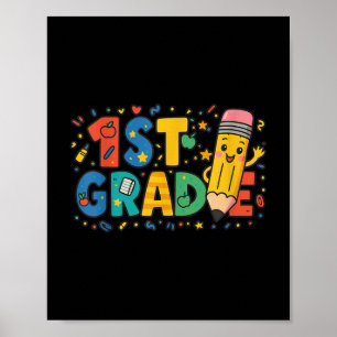 Första Klass-blyertpennan Back to school 1:a Klass Poster