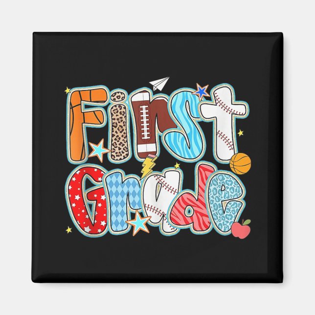 Första Klass Boy Basketball Football S Magnet (Framsidan)