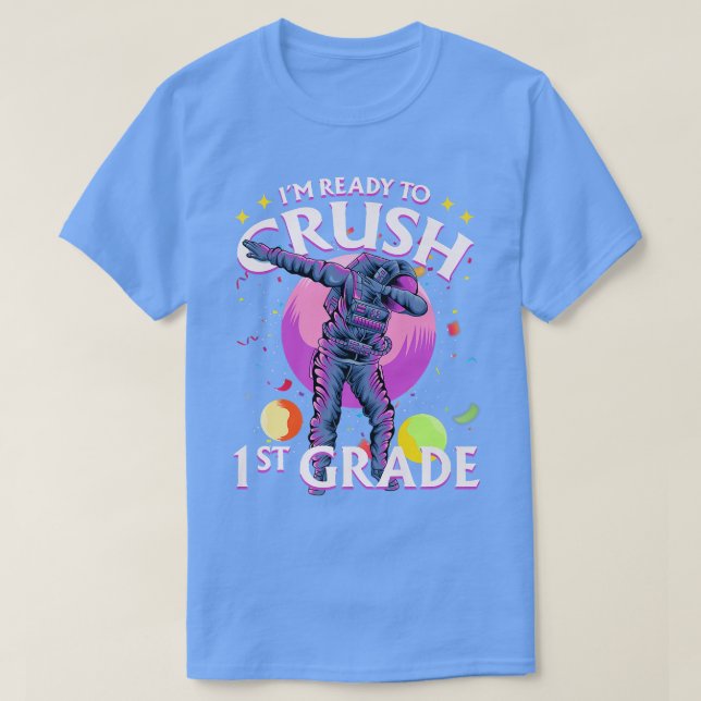 Första Klass-dabbing Astronaut Back to school Im R T Shirt (Design framsida)
