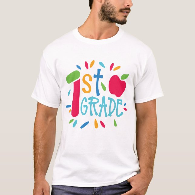 Första klass dagen av skolans första Klass-lärarda T Shirt (Framsida)