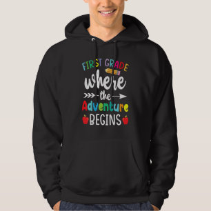 Första Klass där Äventyr börjar Student Bac Hoodie