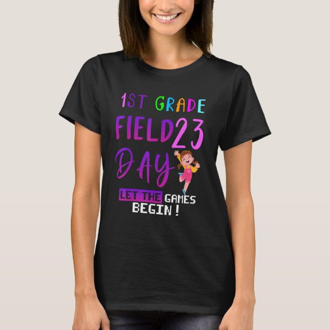 Första klass-Fält-dagen 2023: Låt spelen börja med T Shirt (Framsida)