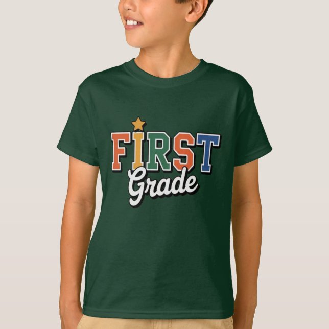 Första klass - Färgglad design för tillbaka till s T Shirt (Framsida)