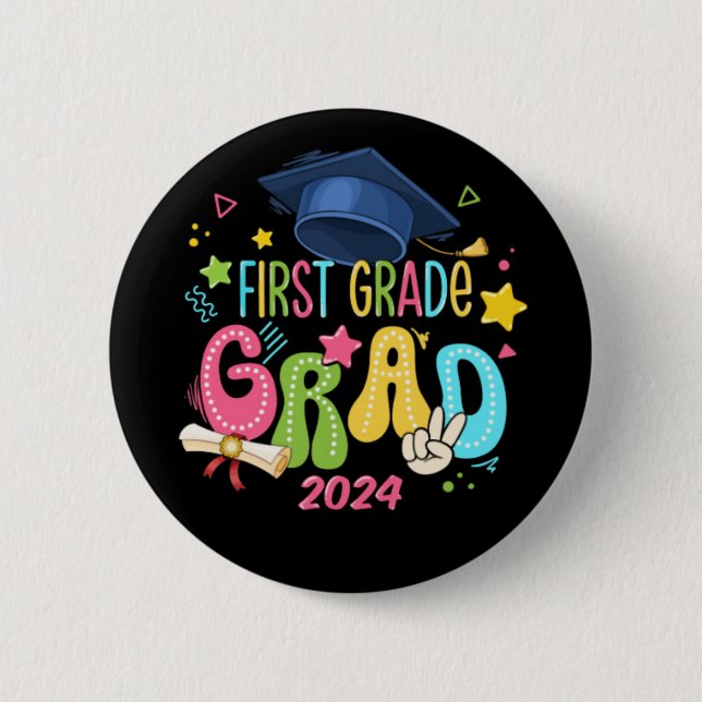 Första Klass Grad förra skoldagen Knapp (Framsida)