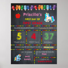 Första Klass-Kindergarten-flickan, skyltskylt Poster