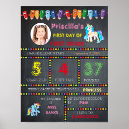 Första Klass Kindergarten,Teckenfoto för kontrollt Poster
