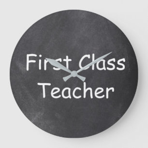 Första Klass Lärare Kritbräda Design Presentidé Stor Klocka