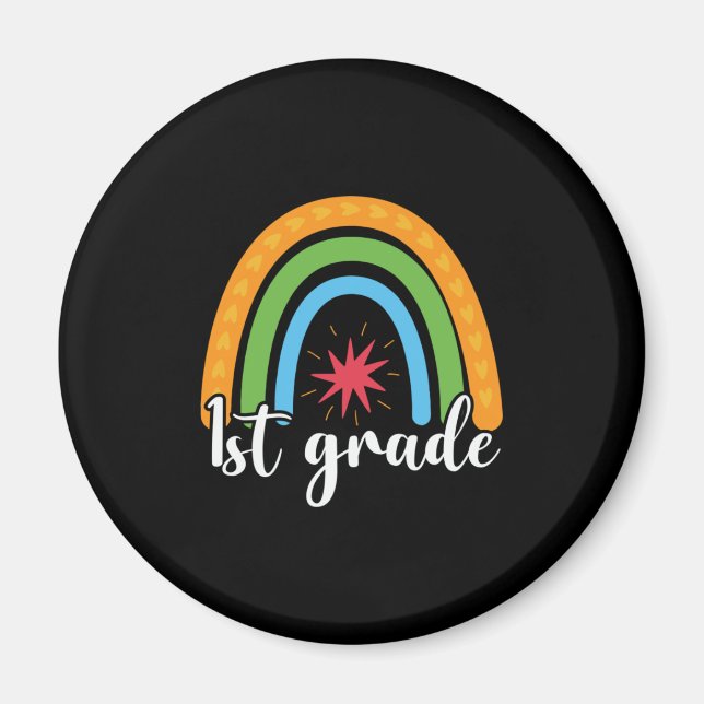 Första Klass-läraren 1:a Klass Rainbow Älskare Magnet (Framsidan)