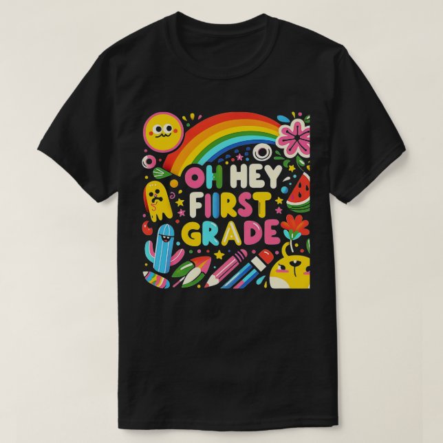 Första Klass-läraren barn första skoldagen T Shirt (Design framsida)