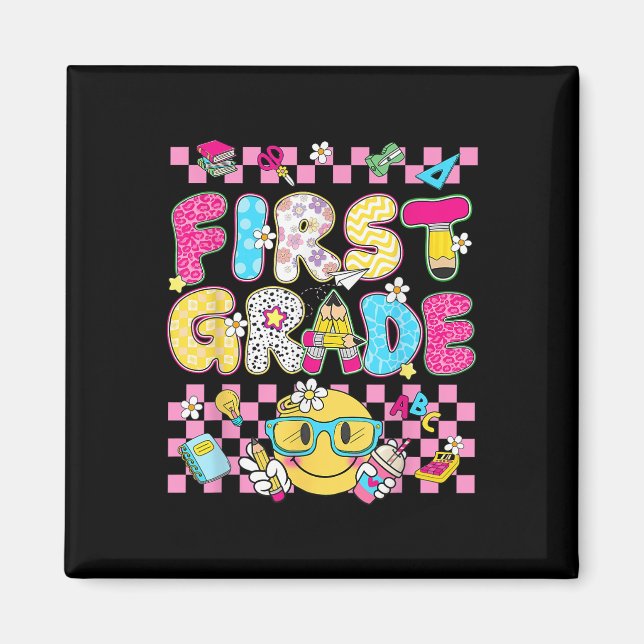Första Klass-läraren Kid Back to school Preppy Magnet (Framsidan)