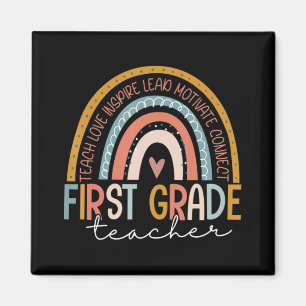 Första Klass-läraren Teach Kärlek Inspire Boho Rai Magnet
