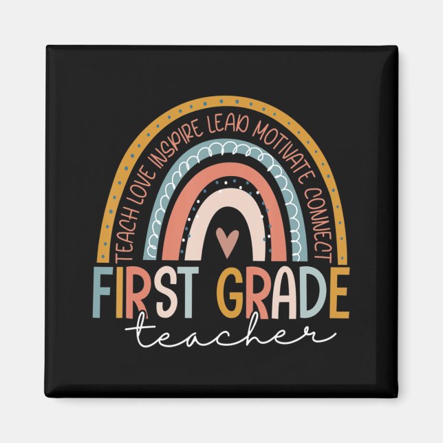 Första Klass-läraren Teach Kärlek Inspire Boho Rai Magnet (Framsidan)