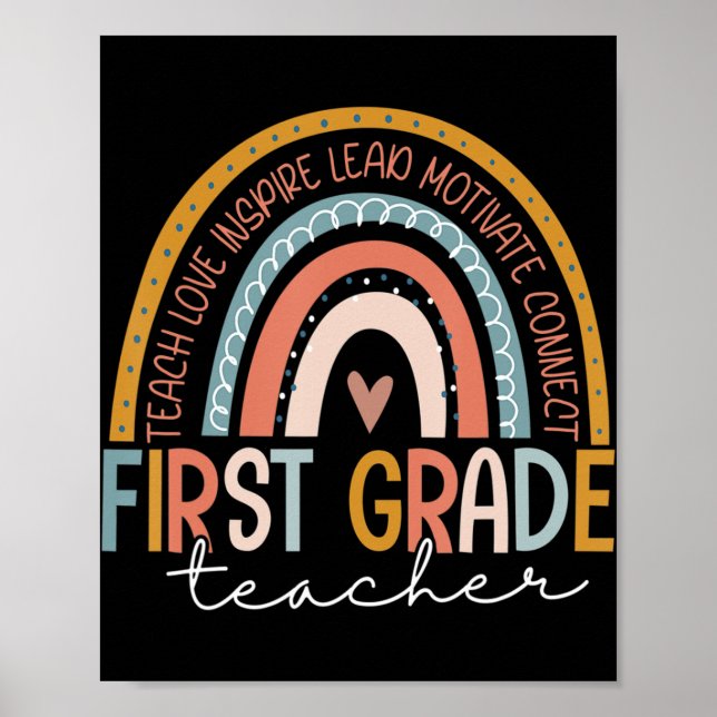 Första Klass-läraren Teach Kärlek Inspire Boho Rai Poster (Framsidan)