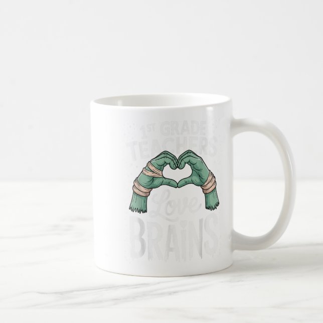 Första Klass-lärarna Kärlek Brains Shirt Funny Hal Kaffemugg (Höger)