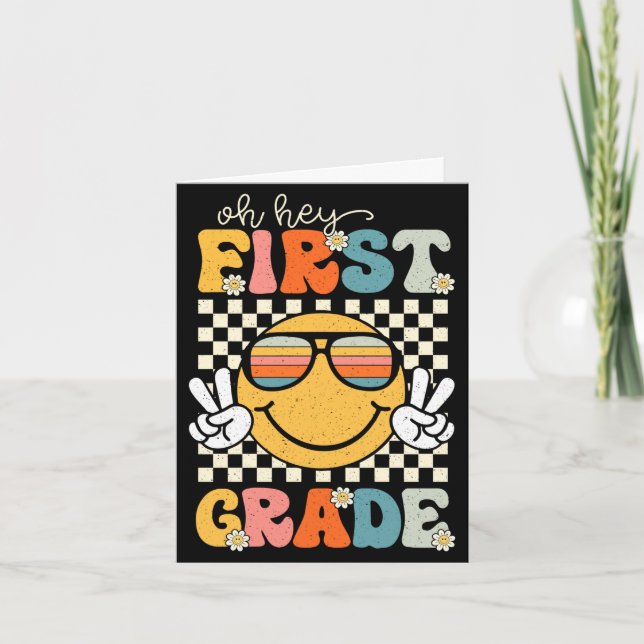 Första klass leende retro tillbaka till skolan 1:a kort (Framsida)