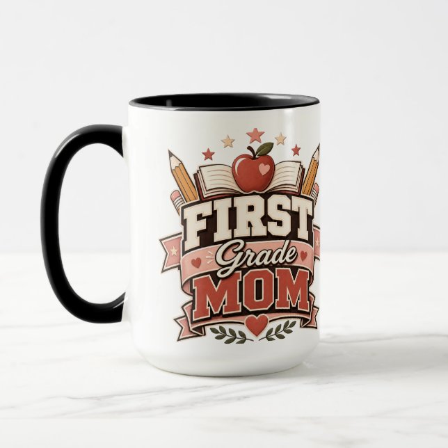 Första Klass Mamma Retro Skola Design Mugg (Vänster)
