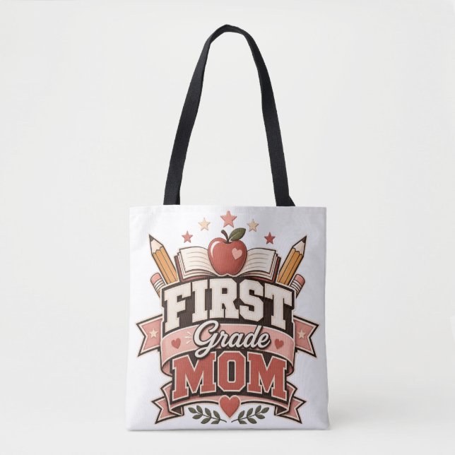 Första Klass Mamma Retro Skola Design Tygkasse (Framsida)