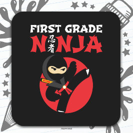 Första Klass Ninja Kick första dagen Back to schoo Fyrkantigt Klistermärke