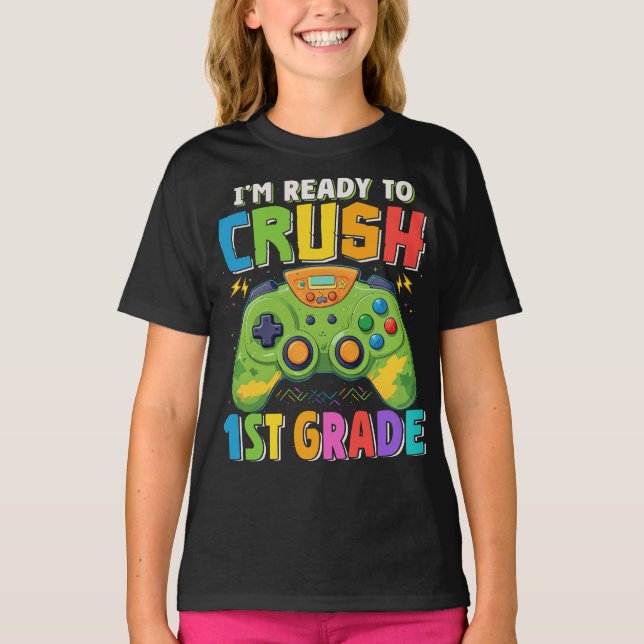Första Klass Rainbow Back to school Lärare T Shirt (Framsida)