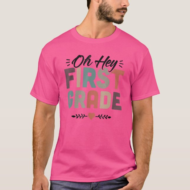 Första Klass Retro Back to school Lärare T Shirt (Framsida)