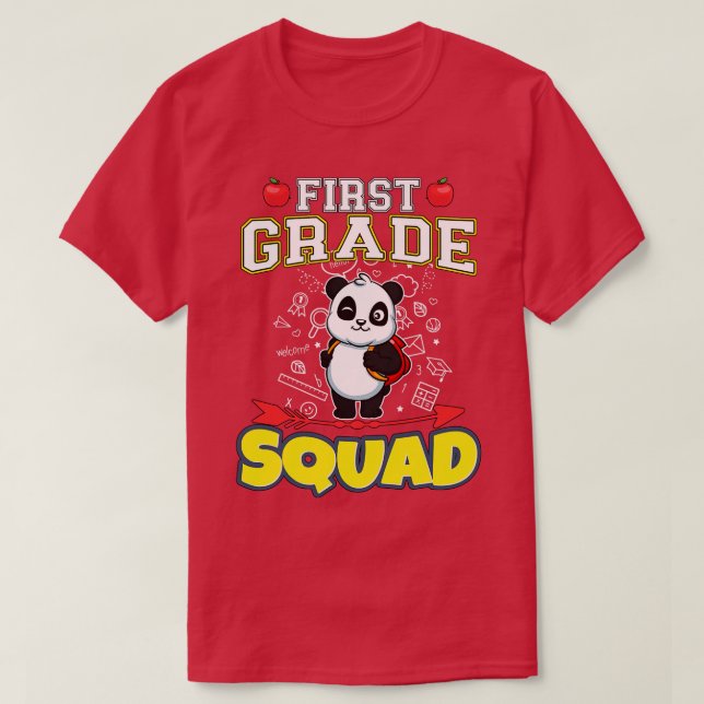 Första Klass Squad Funny Elementary Primary School T Shirt (Design framsida)