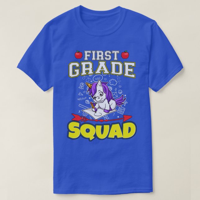 Första Klass Squad Funny Elementary Primary School T Shirt (Design framsida)