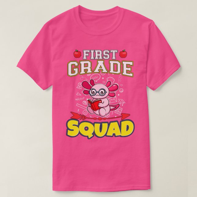 Första Klass Squad Funny Elementary Primary School T Shirt (Design framsida)