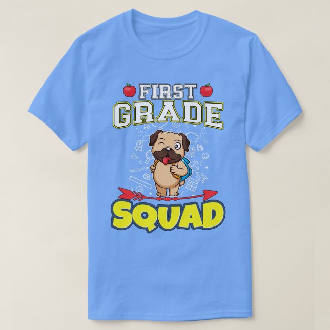 Första Klass Squad Funny Elementary Primary School T Shirt (Design framsida)