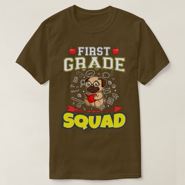 Första Klass Squad Funny Elementary Primary School T Shirt (Design framsida)