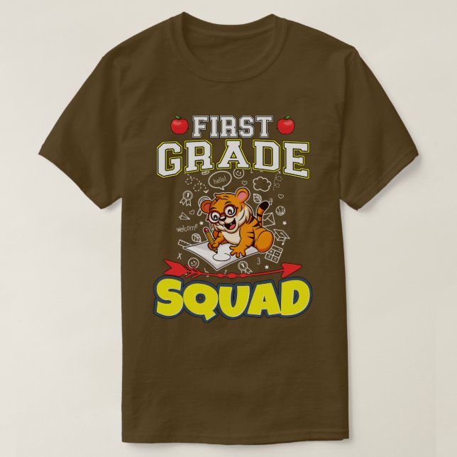 Första Klass Squad Funny Elementary Primary School T Shirt (Design framsida)