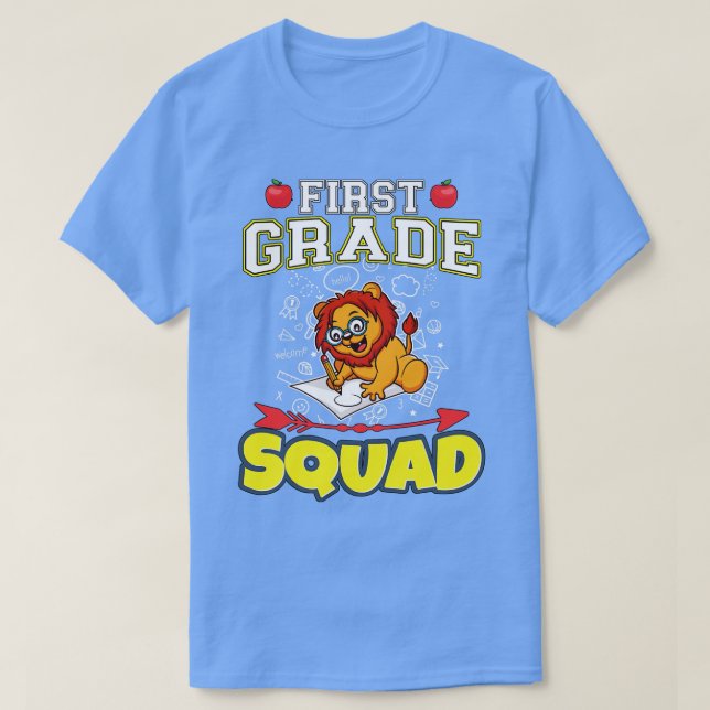 Första Klass Squad Funny Elementary Primary School T Shirt (Design framsida)