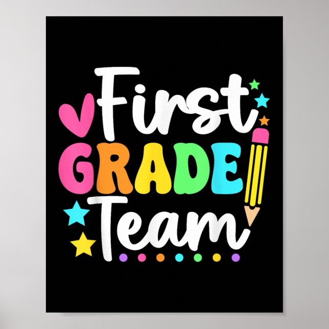 Första Klass Team Tillbaka Till Skolan Lärare Elev Poster (Framsidan)