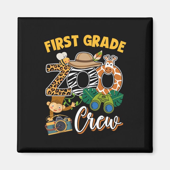 Första Klass Zoo Fält Resa Squad Matching Teacher Magnet (Framsidan)