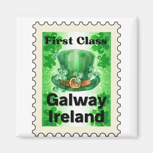 Första klassen Galway Ireland Frimärke Magnet (Framsidan)