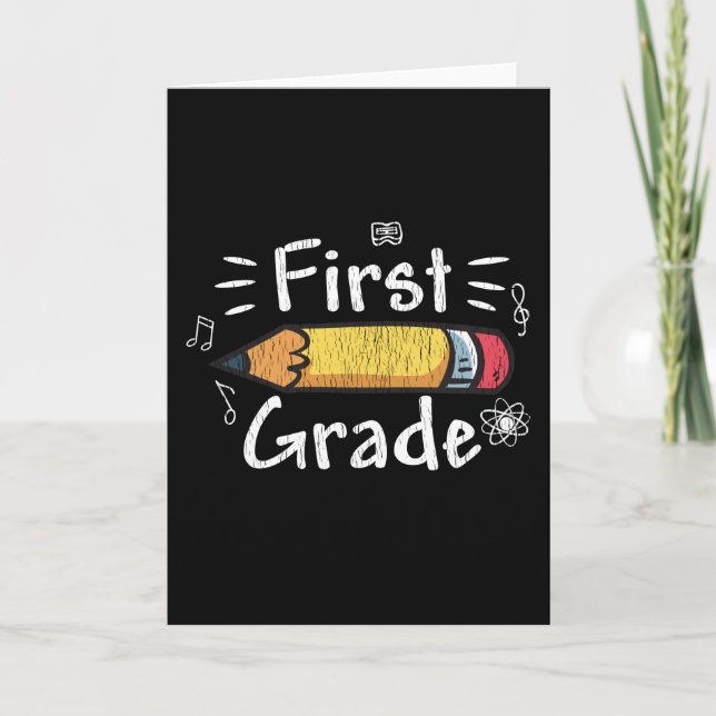 Första Klassens Penna Tillbaka Till Skolan Student Kort (Framsida)