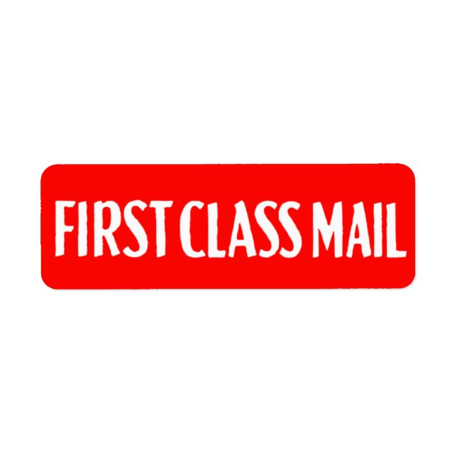 Första klassens post returadress etikett (Framsidan)