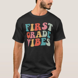 Första Klassens Vibrationer Retro Groovy Lärare El T Shirt