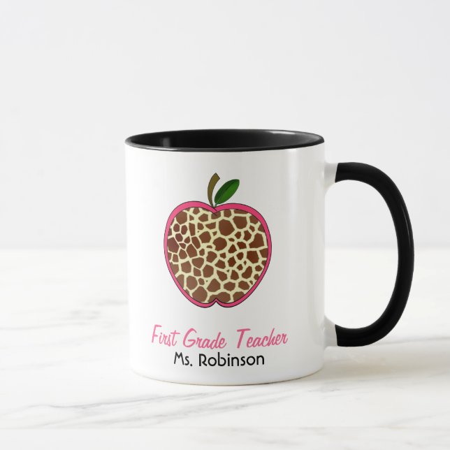 Första klassläraremugg - girafftryck Apple Mugg (Höger)