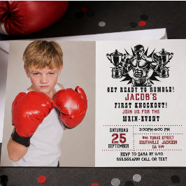 Första knockoutboxningsfoto födelsedag inbjudningar