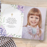 Första kommissionen | Geometriskt foto för Lilac-B Tack Kort<br><div class="desc">Denna utformning består av Hydrangeas som symboliserar hjärtlig tacksamhet. Lilac-blommigtarna ordnas tillsammans med det geometriska ramen faux guld. Lägg till ett foto. Finns här: http://www.zazzle.com/store/selectpartysupplies</div>