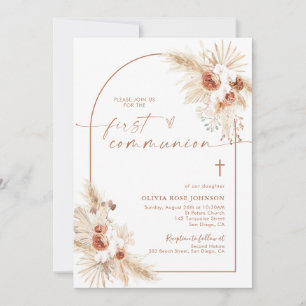 Första kommissionen, Pampas Grass Boho Christening Inbjudningar