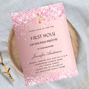 Första kommunala  rosa glitter-flickan inbjudan vykort