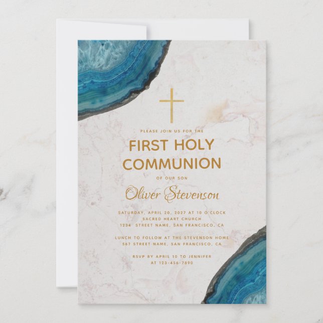 Första kommunbloggen Geode Marble Guld Kor Inbjudningar (Framsida)