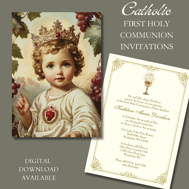 Första kommunen Helig Heart Child Jesus Inbjudningar (Skapare uppladdad)