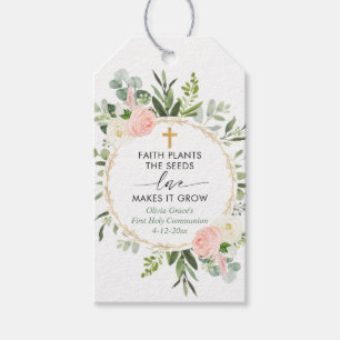 Första kommunens baptism rosa greenery favärdes -t presentetikett