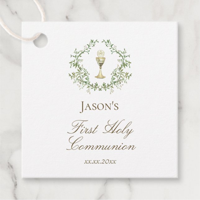 Första kommunens gröna vapensköld-chalice gåvor etiketter (Framsida)