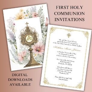 Första kommunens katolska monstrance-Blommigt Inbjudningar