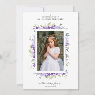 Första kommunens Lila Botanical Ram Photo Anteckningskort