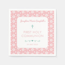 Första kommunens Rosa Blommigt Girl Girl Religiösa